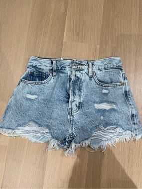 Light Blue Distressed Denim Shorts
